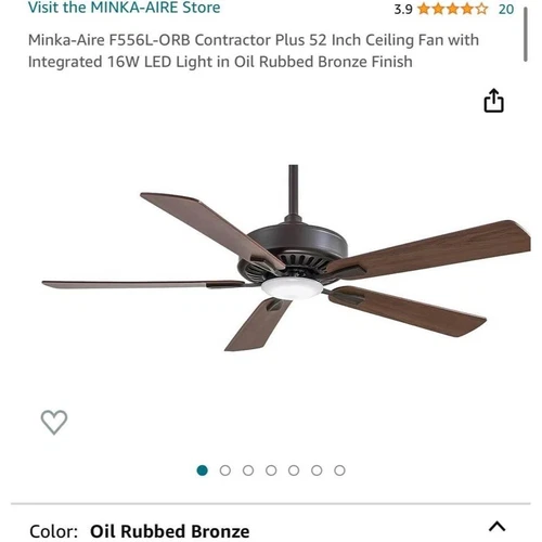 Minka-Aire F556L-ORB Contractor Plus 52 Inch Ceiling Fan with Integrated 16W LED - Picture 1 of 6