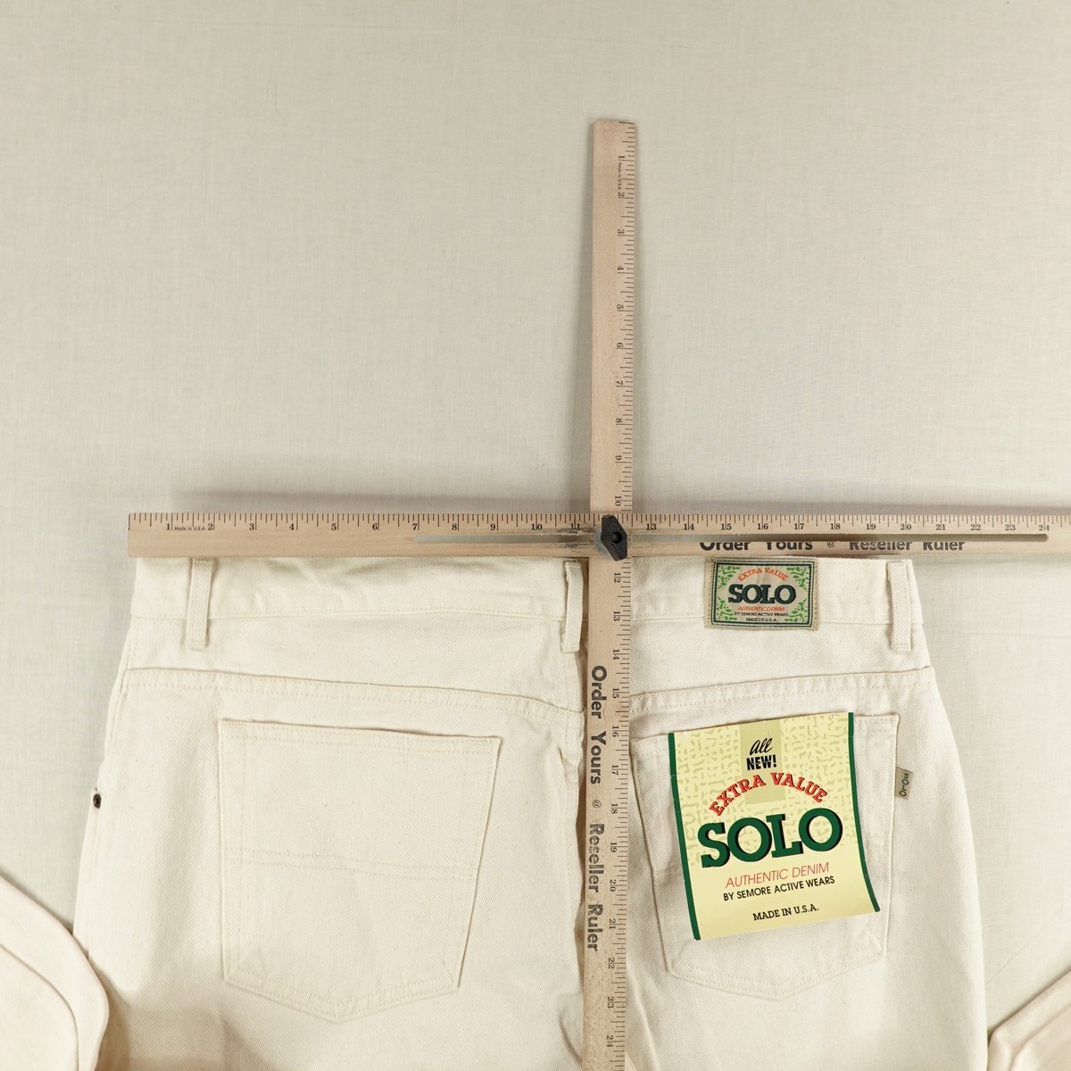 Vintage Solo Semore Jeans Mens 42 White Denim Wide Leg Baggy