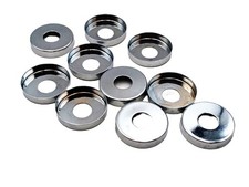 10 nut covers washers 10.5mm centre hole 28mm wide 4mm depth chrome finish