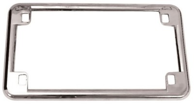 V-Factor 13201 Chrome Plain License Plate Frame for Motorcycles US Size 7'' x 4'' 