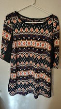 BeBop Women’s Dress Shift  Multicolor Artsy Geometric Aztec Bright  Size M S Sle