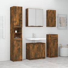 Set Mobili da Bagno 5 pz Rovere Fumo in Legno truciolato