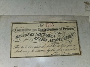Vintage 1866 Missouri Southern Relief Association Ticket,Silas Bent,Civil War 