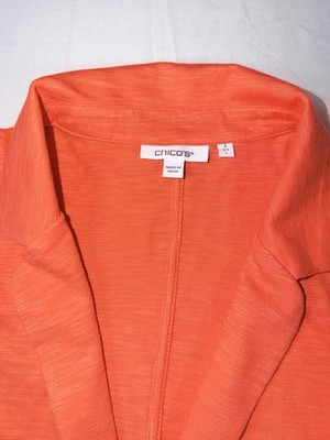 Chico s lightweight orange/coral open-front blazer/cardigan Size L