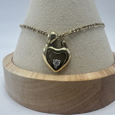 Estate Mother And Child Bracelet 10kt Gold Plated 925 Silver 7  Mothers Gift