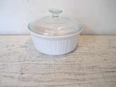 Corning Ware French White 1.6L Round Casserole Dish F-5-B & Pyrex Lid G5C
