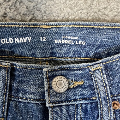 Lot of 3 Old Navy Girls Jeans 12 Flare Barrel Hi Rise Blue Denim Casual School - Picture 6 of 6