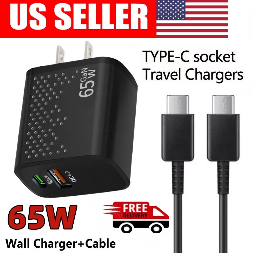 65W Type USB C Super Fast Wall Charger+3ft Cable For Samsung Galaxy S22 S21 S23