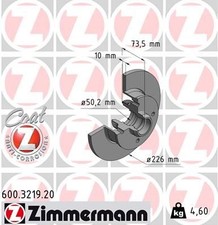 2x ZIMMERMANN Bremsscheibe 600.3219.20 für SEAT VW