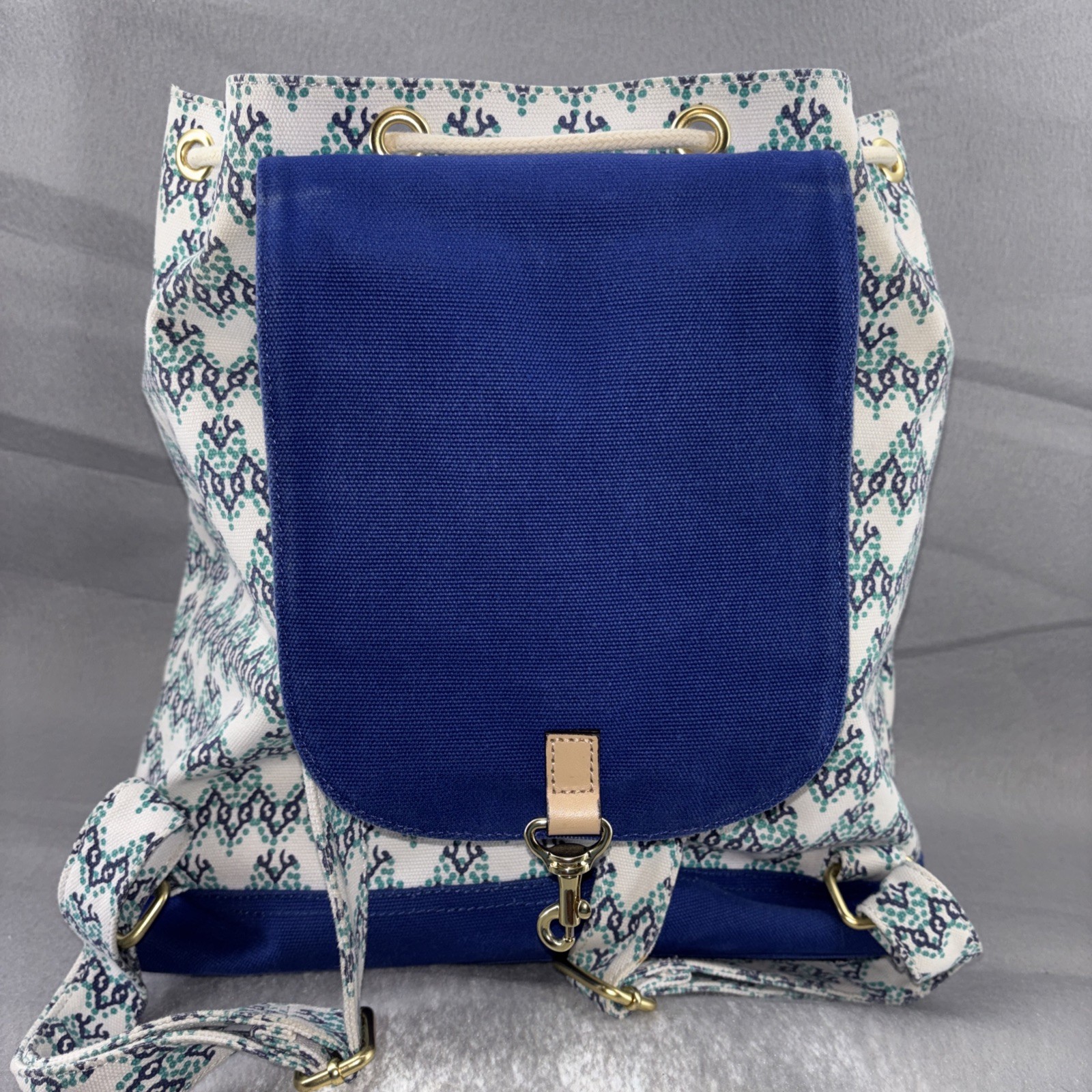 Vineyard Vines Cotton Drawstring Backpack Blue Te… - image 23