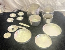 Vintage Large Metal Camping Pots Set Pails Pans Coffee Pot Cups