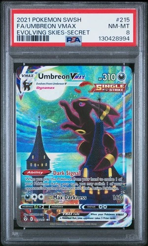 2021 Pokemon Evolving Skies Umbreon Vmax #215 NM-MT PSA 8 Alternate Art Secret