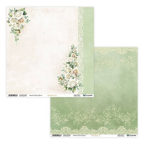 SCRAPANDME Set von 6St 30x30 doppelseitig Scrapbooking Papier - White Roses - Bild 7 von 7