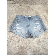 Festival Boho Beaded Embellished Jean Shorts Distressed Festival Y2K Cutoffs