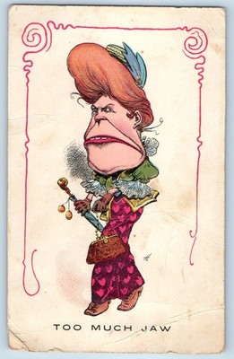 c1905 Humor Ugly Woman Too Much Jaw Wilgus Ohio OH Antique Postcard