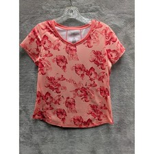 Athletic Floral TShirt Women Petite Small Coral Quick Dri Short Sleeve Workout