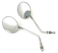 4 Round Harley Motorcycle Mirrors Wlong 7 Stem Emgo 20-21795 Chrome Pair