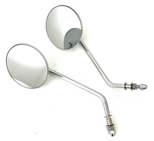 4" Round Harley Motorcycle Mirrors w/Long 7" Stem Emgo 20-21795, Chrome, Pair