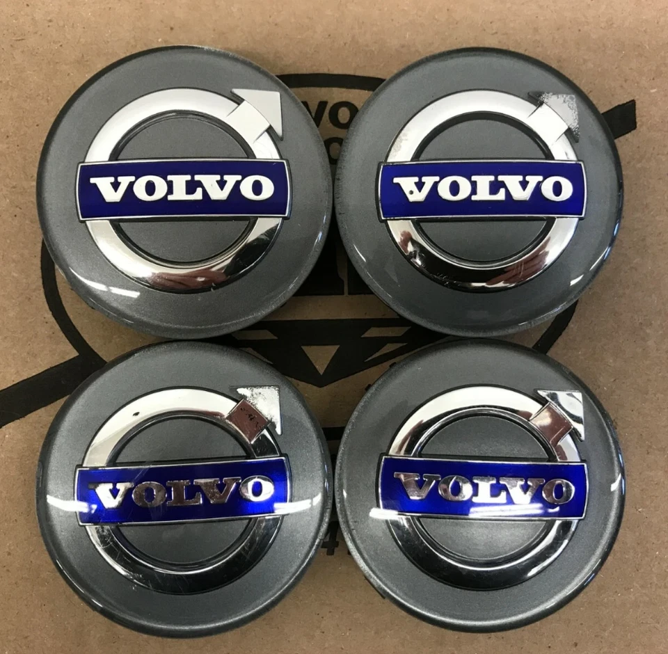 Volvo Silver Center Cap Set S60 V70 XC70 S80 XC90 XC60 S40 V50 C70 C30 31400452- - Image 1 of 3