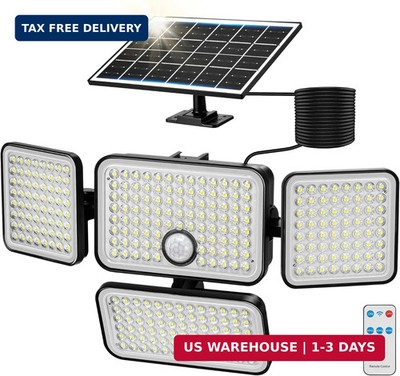 1PC 3000LM Solar Flood Lights Outdoor with Upgrade Solar Panel, 4 Head Motion Se