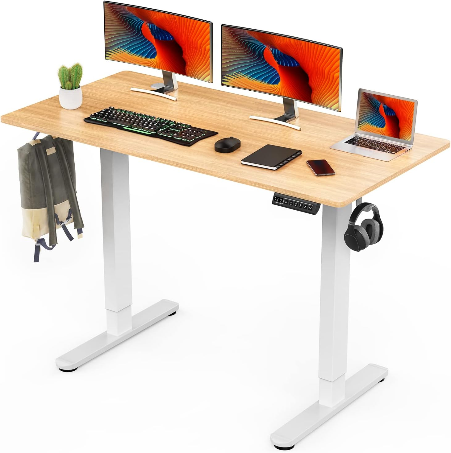 Electric Standing Desk, 55 X 24In Adjustable Height Electric Stand up Desk Stand-image