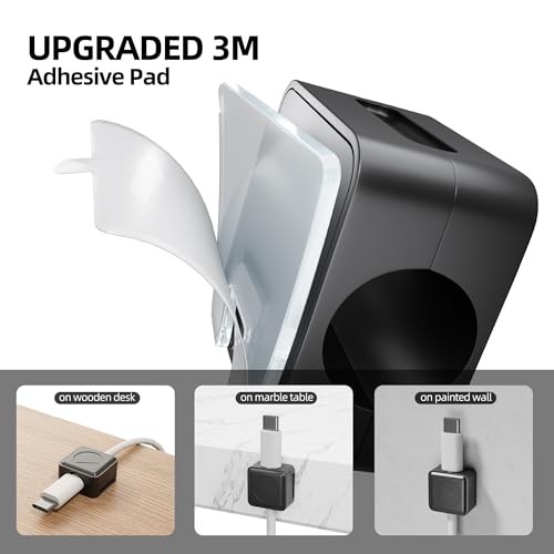 Magnetic Cable Clips, Wire Cord Holder Organizer for Nightstand, 6 Pack Black - Foto 7 di 8