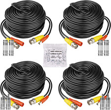 Bnc Video Power Cables 4Pk 100Ft Surveillance Camera Extension W/ Clips