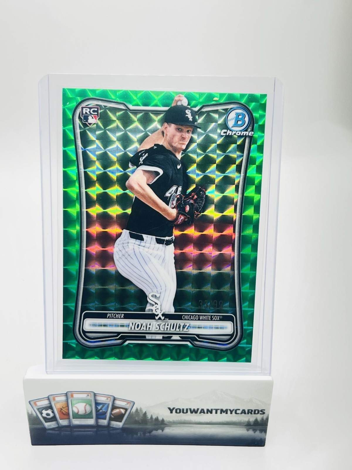 Noah Schultz 2026 Bowman Chrome Green Geometric 33/99 White Six