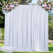 White Backdrop Curtain, Set of 2 5ft x 10ft Backdrop Drapes Curtains Panels w...