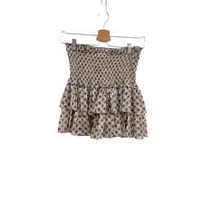 We're All Pretty Girls Smocked Tiered Mini Skirt Floral Gold Metallic Medium
