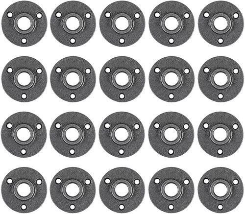 20 Pack 1/2 Inches Malleable Cast Iron Pipe Flange, Industrial Pipe Flanges for