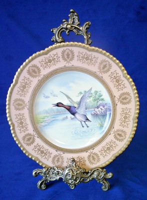 Cauldon China handbemalter Schrankteller P. Simpson (Leinwandrücken Ente)