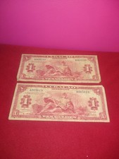 2 Banknotes CURACAO 1 GULDEN  1942 