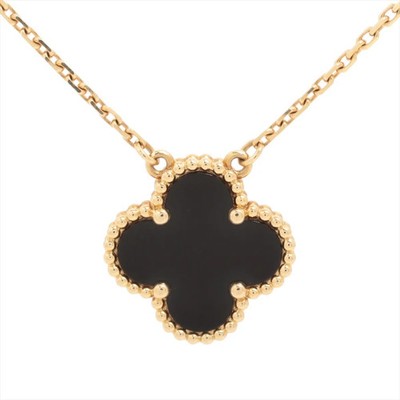 Van Cleef & Arpels Vintage Alhambra Onyx Halskette 750 (YG) 5,3g