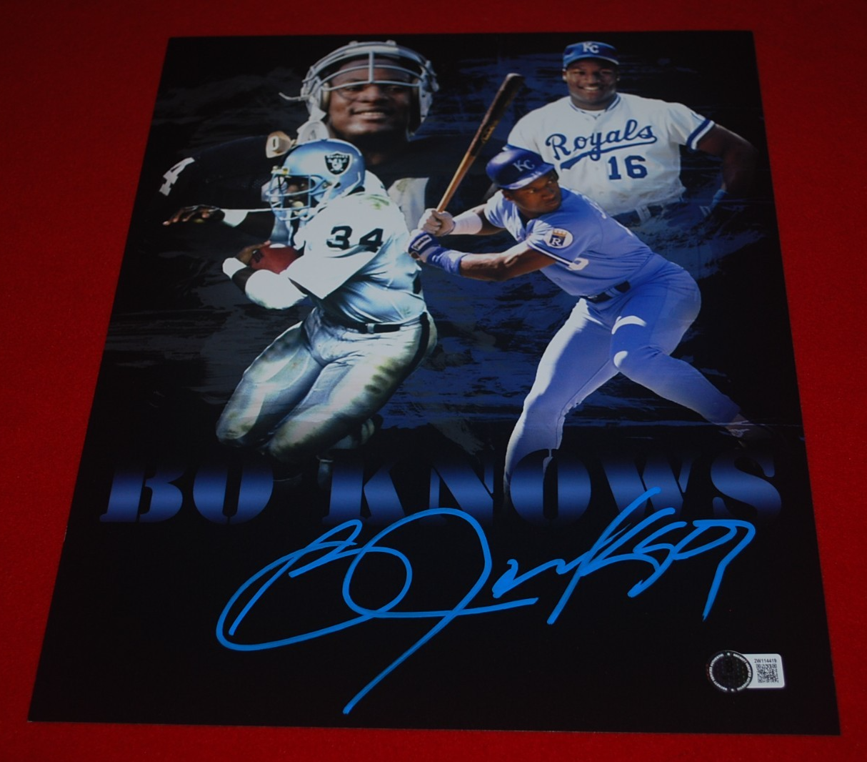 Bo Jackson Autographed Signed Oakland Raiders Royals 11x14 photo Beckett Witnessed 1W617419 