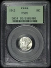 1942 Mercury Dime PCGS MS-65 Old Green Holder