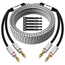 14 AWG Speaker Cable Wire 4 Feet with Gold-Plated Banana Tip Plugs-CL2 Rated-.