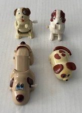 Vintage Used Tomy Galoob 1980s Pet Dogs Mini Wind Up Toys Lot of 4 Rare HTF