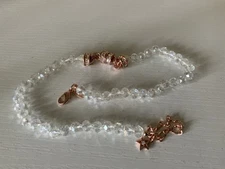 Kirks Folly Clear AB Beaded Magnetic Necklace Rose Tone HTF