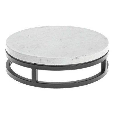 HUBERT  Black Display Riser with Marble Top - 11 1/5''Dia x 3 1/5''H