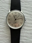 Vintage 1970s Timex Marlin 33mm Silver Linen Dial Mechanical Watch