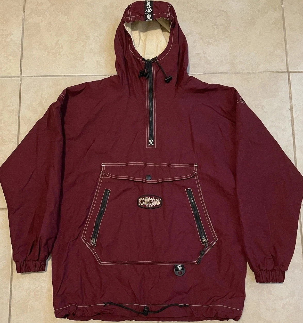 Vtg 90s Burning Snow Jacket XL Burton Snowboards Forum Foursquare K2 Ski 80s