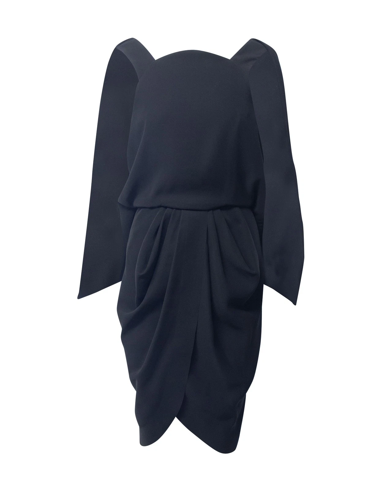 Balenciaga abito con mantello drappeggiato schiena bassa in poliestere nero