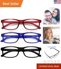 3 Pack Stylish Blue Light Blocking Reading Glasses for Comfort Eye Care