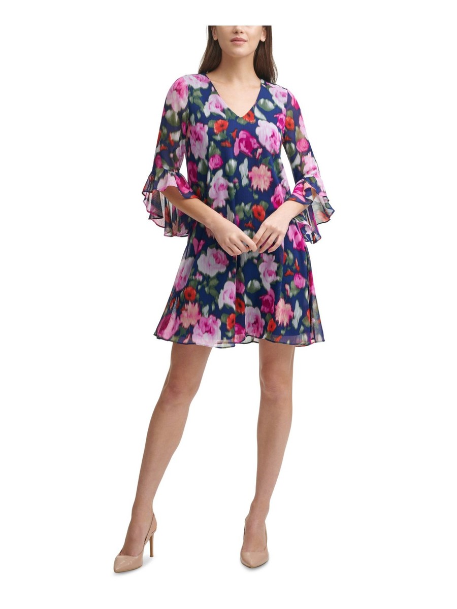 calvin klein blue bell sleeve dress Calvin Klein Women's Plus Size Tiered Bell Sleeve Dress  Biggybargains