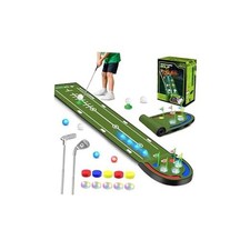 Upgraded Golf Putting Mat for Kids, 7.8 Ft Putting Green with LED Light up