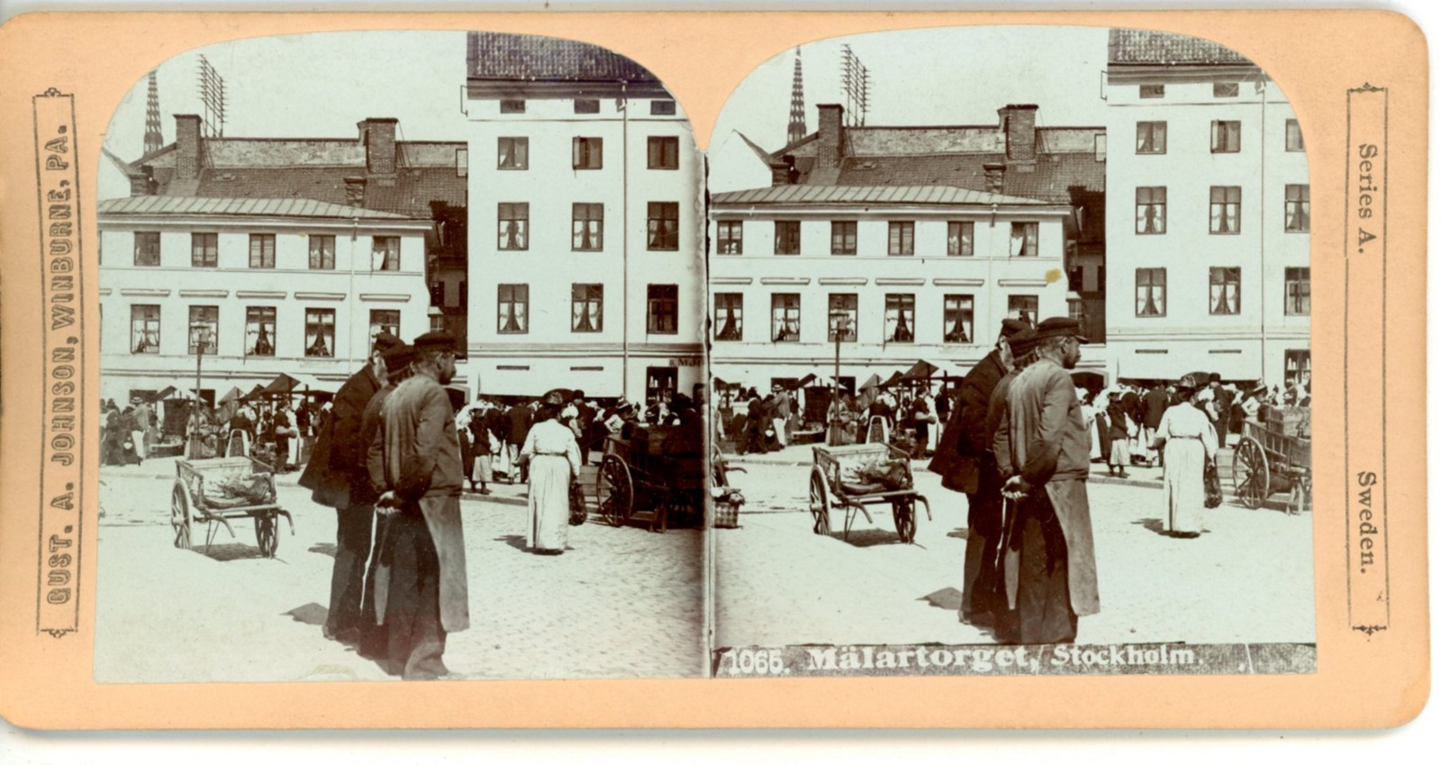 Public square in Gamla stan Stockholm Sweden Johnson Stereoview