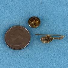 Vtg Helicopter Bell Army Military Civilian Pilot Gold Tone Pin Pinback #57620