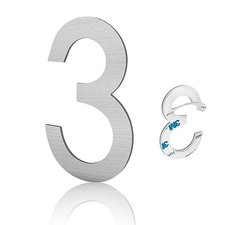 Inch Modern House Numbers, Brushed silver Mailbox Number,Stainless Steel 3
