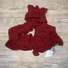 NWTs Claudia Nichole Alashan Cashmere 100% Merino Ruffle Edge Scarf Dark Red
